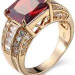 women's gold ring with red ruby ​​and brilliant jewels, model: rgf1814