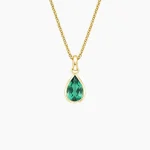 Women's emerald necklace with brilliant-cut diamonds and 18 carat gold -14.83 grams - code: ndf1345