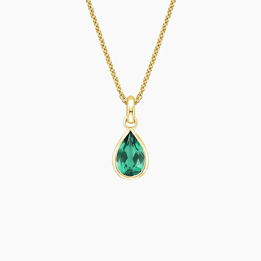 BE4E336_yellow_top Women's emerald necklace with brilliant-cut diamonds and 18 carat gold -14.83 grams - code: ndf1345 - Image 1
