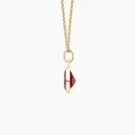 Women's emerald necklace with red ruby with brilliant-cut diamonds and 18 carat gold - 7.11 grams - code: ndf1356 - Image 2