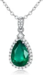 Women's emerald necklace with white diamonds and 18 carat gold - 14.51 grams - code: ndf138 - Image 2