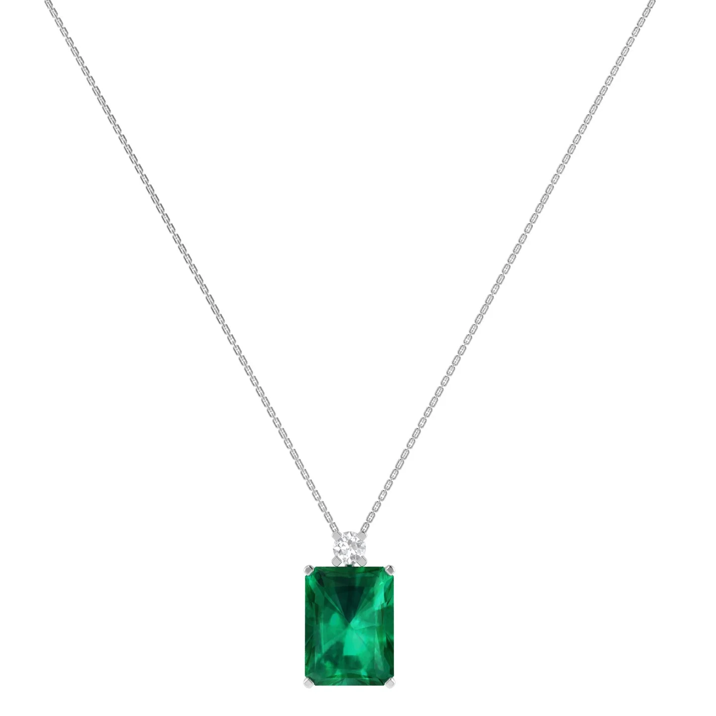 download (1) Women's emerald necklace with brilliant-cut diamonds and 18 carat gold - 9.24 grams - code: B 6534 (Copy) - Image 1