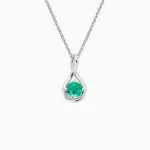 Women's emerald necklace with white diamonds and 18 carat gold - 26.93 grams - code: B 6267