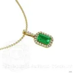 Women's emerald necklace with brilliant-cut diamonds and 18 carat gold - 21.03 grams - code: ndf1375
