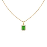 Women's emerald necklace with brilliant-cut diamonds and 18 carat gold -20.87 grams - code: ndf1320