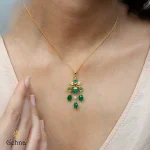 Women's emerald necklace with brilliant-cut diamonds and 18 carat gold -11.27 grams - code: ndf1349 - Image 3