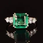 Women's emerald ring with brilliant-cut diamonds and 18 carat gold - 9.15 grams - code: rgf1851 - Image 2