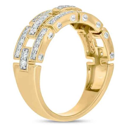 Men's Chain Diamond Gold Ring WRGM1301 | Luxe Elegance