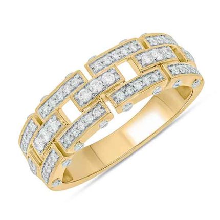 Men's Chain Diamond Gold Ring WRGM1301 | Luxe Elegance