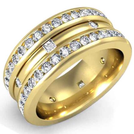 Men's Dual Diamond Gold Ring WRGM1297 | Luxe Elegance