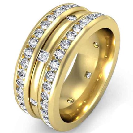 Men's Dual Diamond Gold Ring WRGM1297 | Luxe Elegance