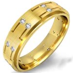 Men's Sleek Diamond Gold Ring WRGM1295 | Luxe Elegance