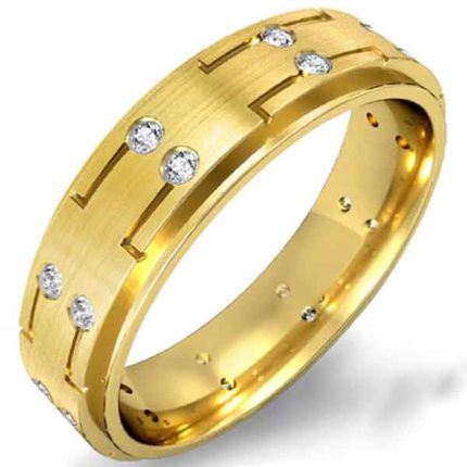 Men's Sleek Diamond Gold Ring WRGM1295 | Luxe Elegance