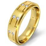 Men's Sleek Diamond Gold Ring WRGM1295 | Luxe Elegance