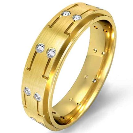 Men's Sleek Diamond Gold Ring WRGM1295 | Luxe Elegance