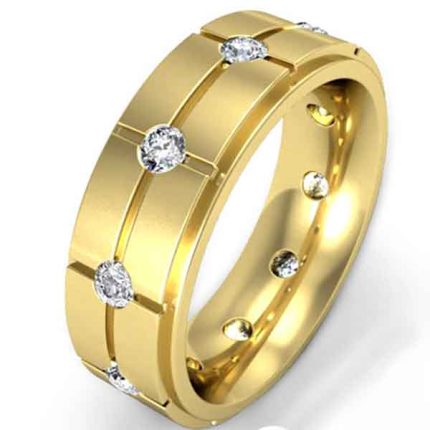 Men's Classic Diamond Gold Ring WRGM1291 | Luxe Elegance