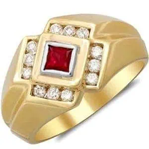Mens Regal Ruby Ring RGM17170 | 18K Gold Luxury