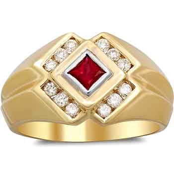 Mens Regal Ruby Ring RGM17170 | 18K Gold Luxury