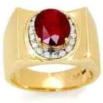 Mens Radiant Ruby Ring RGM1308 | 18K Gold Glow