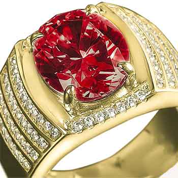 Mens Majestic Ruby Ring RGM1589 | 18K Gold Art