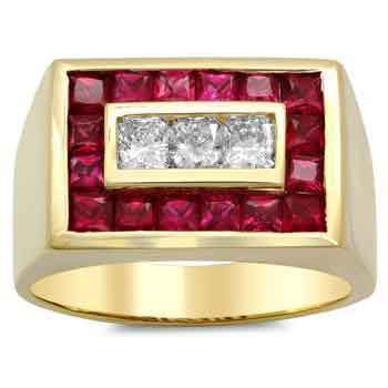 Mens Fiery Ruby Ring RGM1503 | 18K Gold Luxe