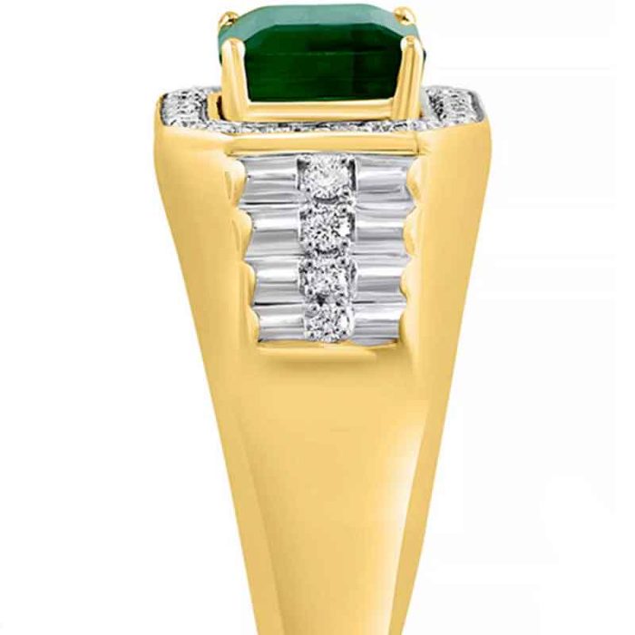 Mens 18K Gold Rolex Style Ring Emerald Diamond RGM1703