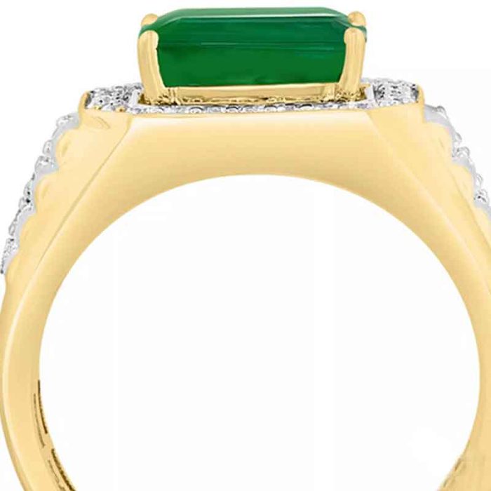 Mens 18K Gold Rolex Style Ring Emerald Diamond RGM1703