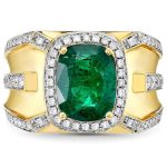 mens 18k gold ring emerald diamond rgm17177