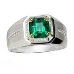 Mens Emerald Gold Ring with Diamonds RGM1659