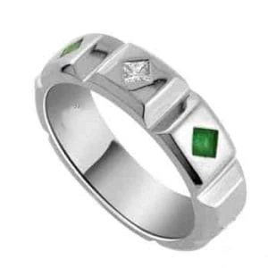 Men's White Gold Emerald Ring RGM1565 | Luxury Elegance