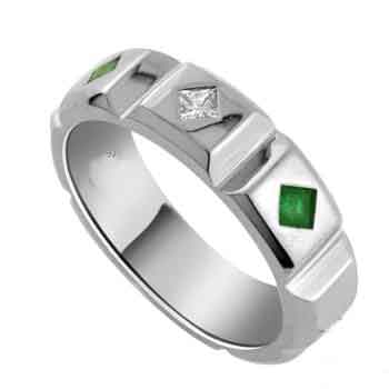 Men's White Gold Emerald Ring RGM1565 | Luxury Elegance