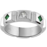 Men's White Gold Emerald Ring RGM1565 | Luxury Elegance