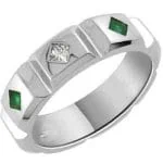 Men's White Gold Emerald Ring RGM1565 | Luxury Elegance