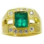 Men's Yellow Gold Emerald Ring RGM1559 | Elite Luxury