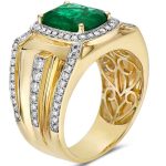 mens 18k gold ring emerald diamond rgm17177