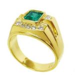 Men's Yellow Gold Emerald Ring RGM1559 | Elite Luxury