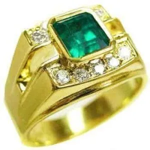 Men's Yellow Gold Emerald Ring RGM1559 | Elite Luxury