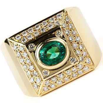 Men's Yellow Gold Jewel Ring RGM1534 | Luxe Elegance