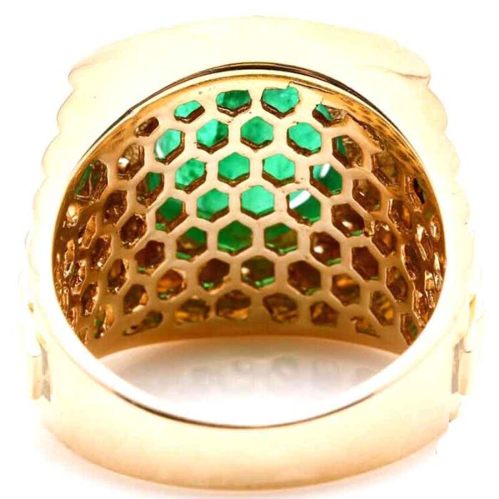 Mens 18K Gold Ring Emerald Diamond RGM17172