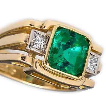 Men's Gold Princess Emerald Ring RGM1447 | Luxe Elegance