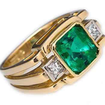 Men's Gold Princess Emerald Ring RGM1447 | Luxe Elegance