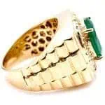 Mens 18K Gold Ring Emerald Diamond RGM17172
