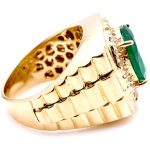 Mens 18K Gold Ring Emerald Diamond RGM17172