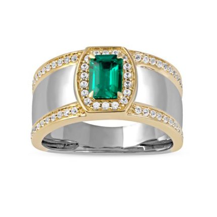 Men’s 18K yellow gold ring with emerald