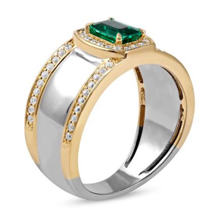 Men’s 18K yellow gold ring with emerald