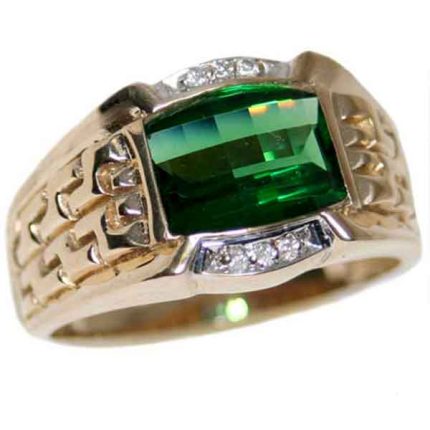 Men's Gold Emerald Regal Ring RGM1409 | Luxe Elegance