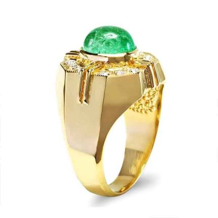 Men's Gold Emerald Diamond Ring RGM1319 | Luxe Elegance