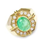 Men's Gold Emerald Diamond Ring RGM1319 | Luxe Elegance
