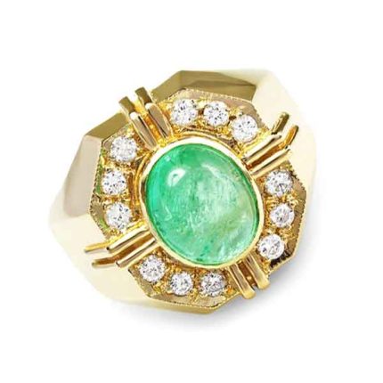 Men's Gold Emerald Diamond Ring RGM1319 | Luxe Elegance