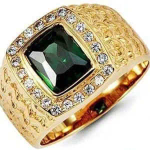 Men's Elite Emerald Gold Ring RGM1316 | Luxe Elegance